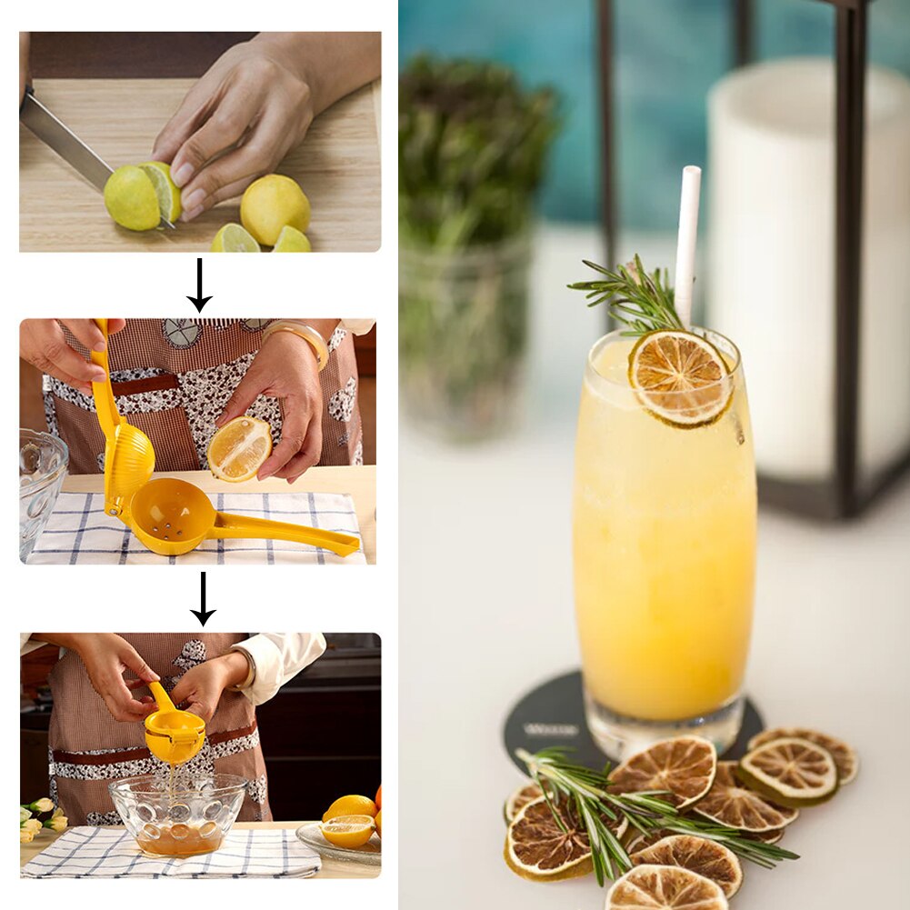 1pc Lemon Squzeer Handle Press Fruit Strainer Juicer Multifunctional Tool Useful Manual Yellow High