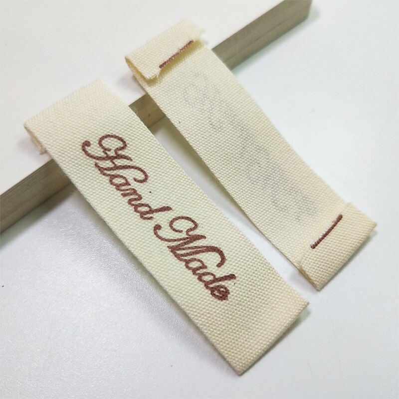 Handgjorda bomullsetiketter för kläder tryck handgjord etikett offwhite plagg taggar anpassade handarbete tyg sy tag
