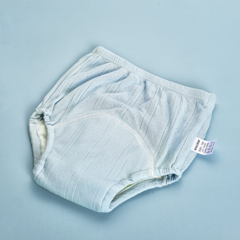 Insular Breathable Reusable Nappies Baby Cloth Diapers Washable Infants Children Baby Cotton Mesh Training Pants Nappy Panties: Light Blue / L