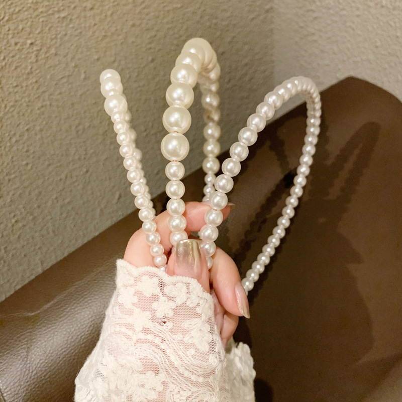 Juego de 3 piezas para el cabello para mujer, gomas para el pelo con perlas, accesorios para el cabello para niña, diademas sencillas con temperamento, diademas para