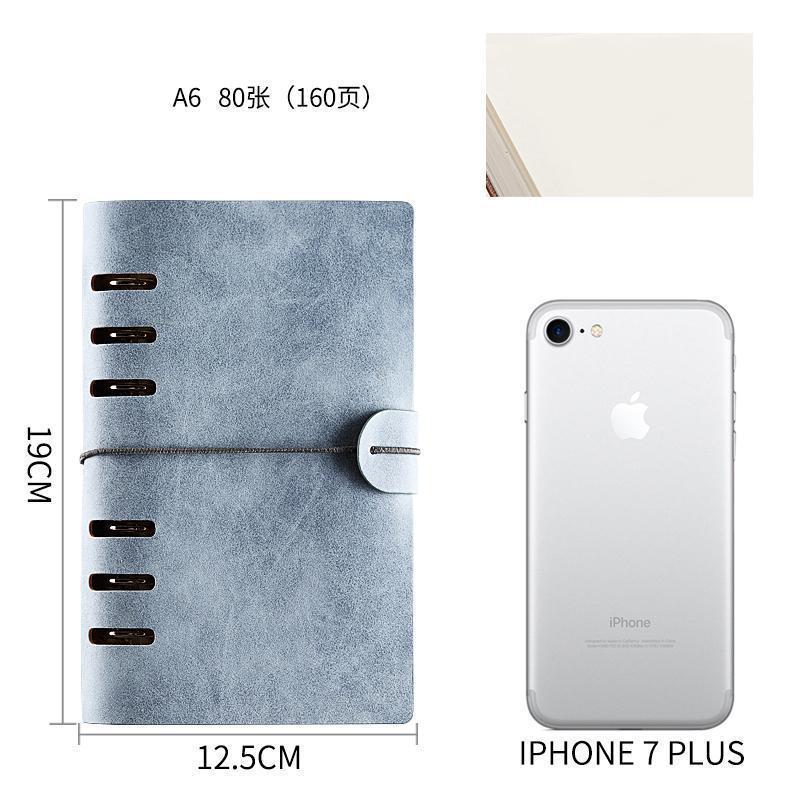 A6 Spiral Coil Binder Planner Travel Notebook Pu Leather Diary Agenda Office Business Bandage Diary Notebook School Supplies: A6-Light Blue-blank