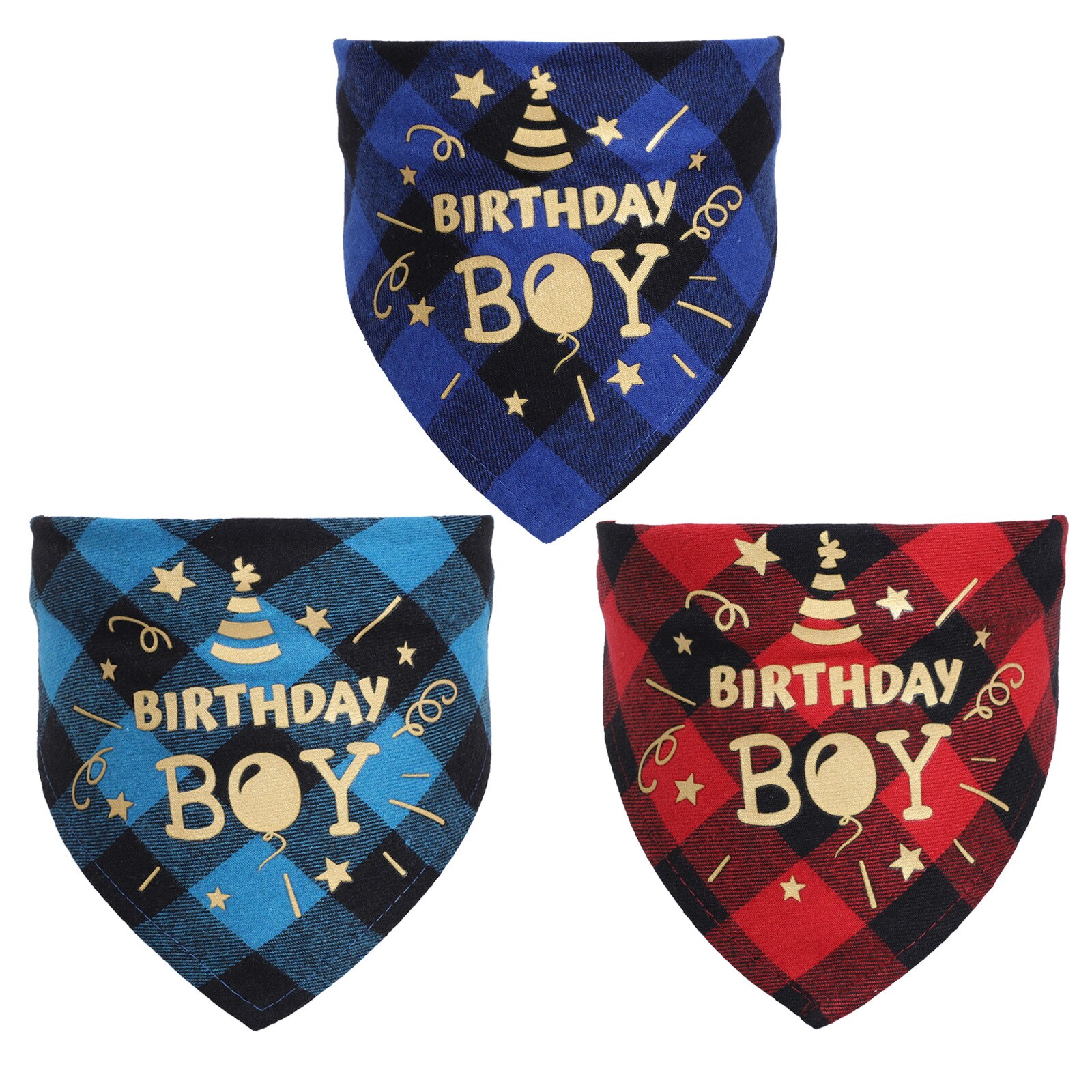 Nonor Verjaardag Pet Bandana Kraag Voor Honden Katten Katoen Driehoekige Slabbetjes Sjaal Kraag Huisdier Artikelen Puppy Accessoires: 3pcs Boy