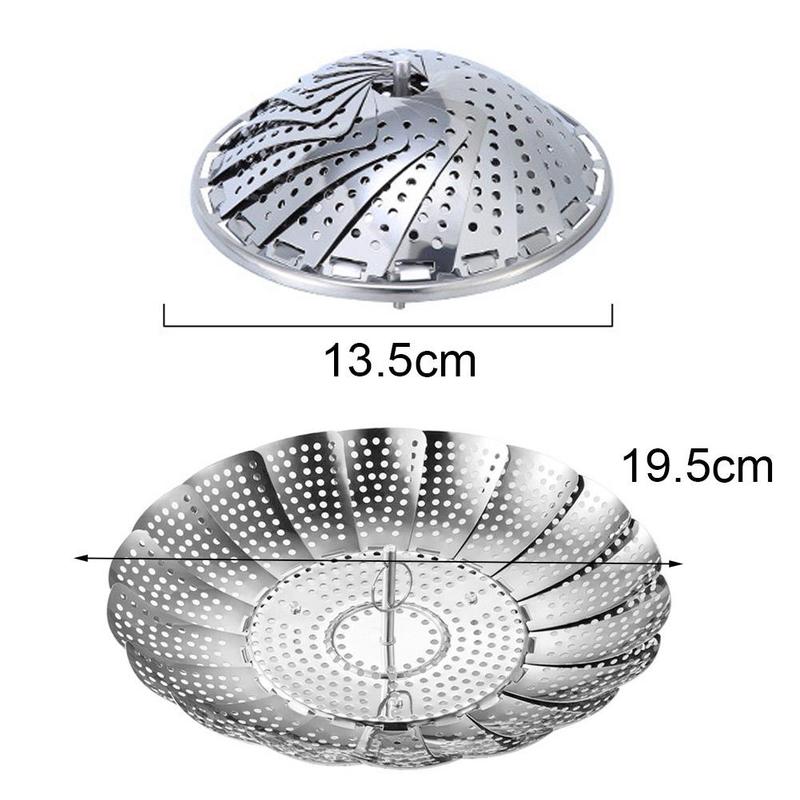 Telescopic Folding Dish Steam Stainless Steel Food Multifunction Cooker Tool Vegetable Kitchen Basket Steamer Mesh Steamer Y5H1