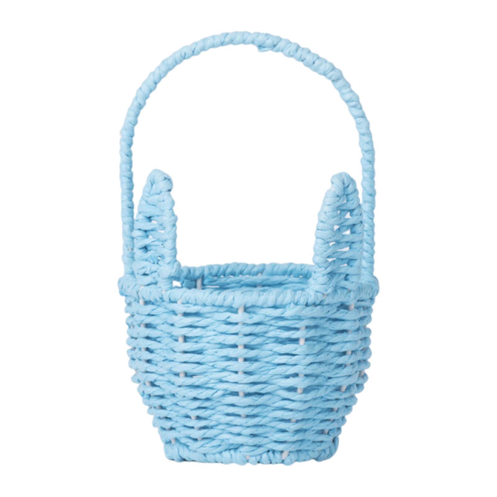 Easter Bunny Basket Portable Decorative Wedding Flower Girl Basket Flower Basket Storage Basket for Kitchen Garden Party: Blue
