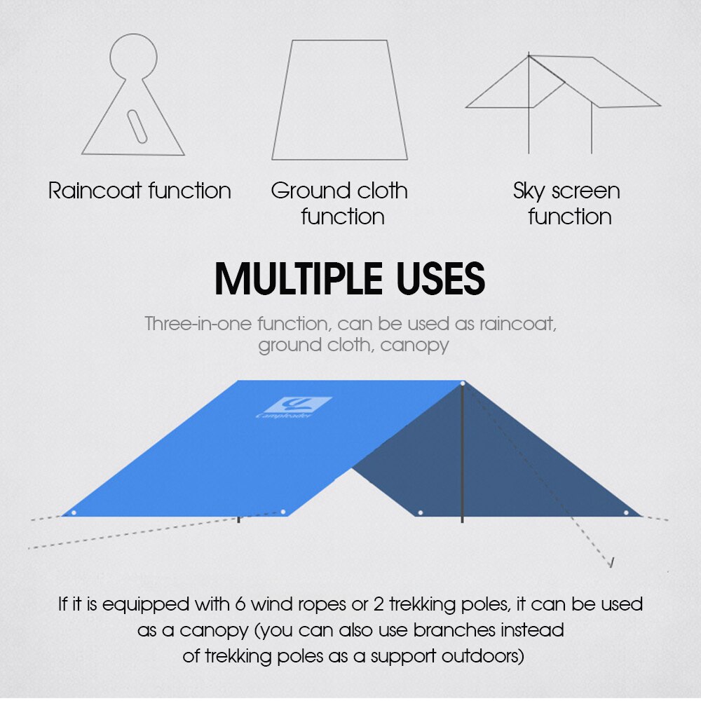 Multifunction Raincoat 3 in 1 Outdoor Portable Travel Rain Poncho Backpack Fishing Mountaineering Hiking Waterproof Rain Cover