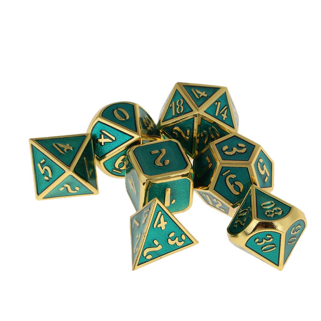 7Pcs Multi-sided Dice Set D&amp;D Dice Game zinc alloy Polyhedral Dice Solid Metal 7-Piece RPG Dice Set