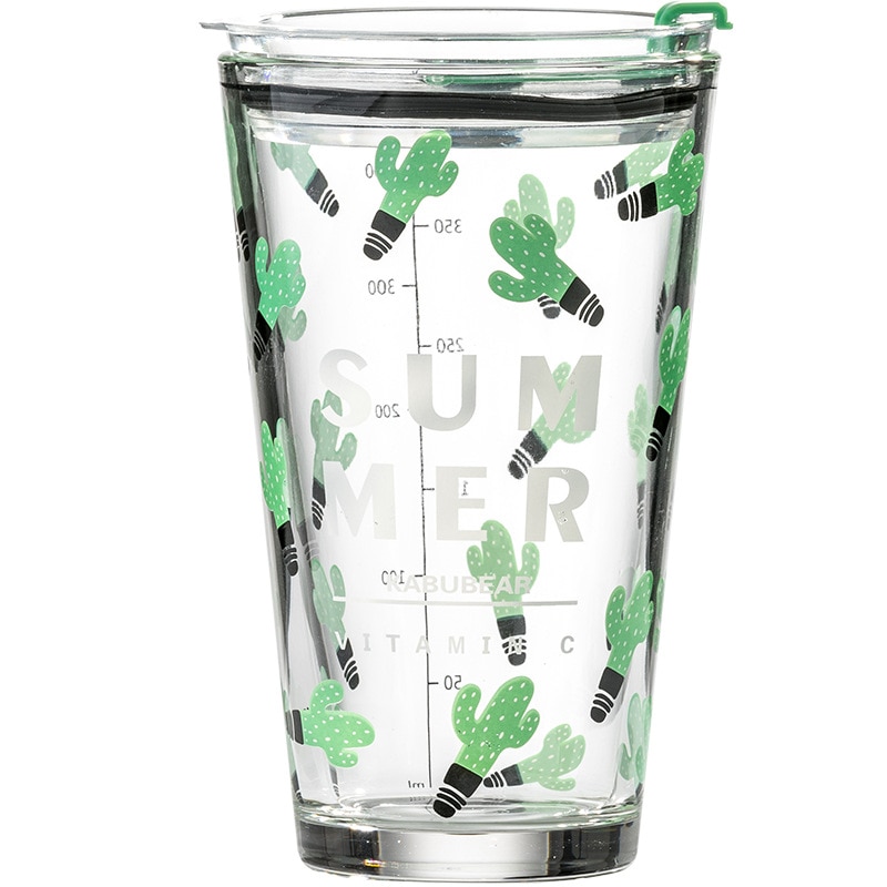 Vaso graduado de cristal con pajita, taza de leche, Graffiti, 450ml, juego de