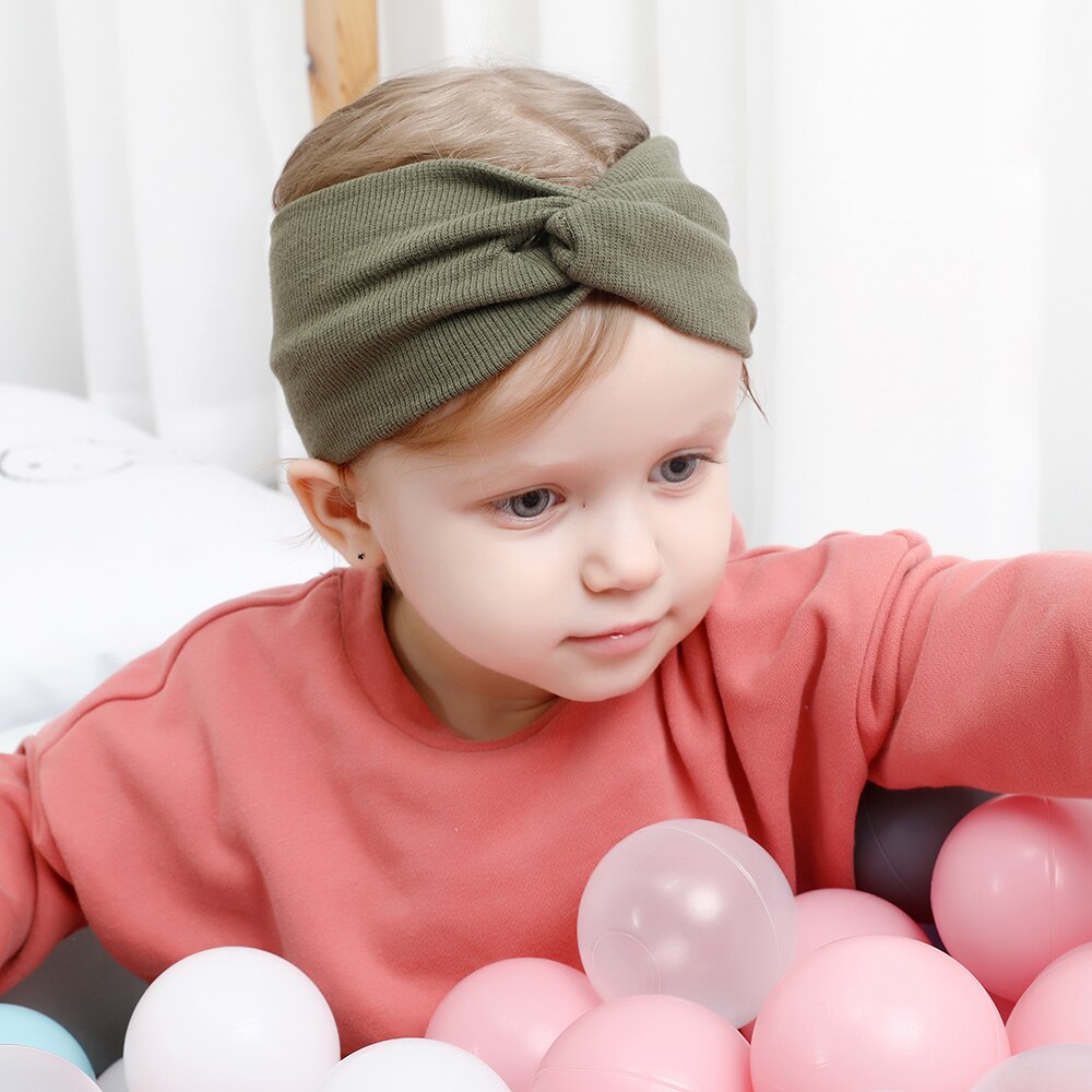 Børn pige baby pandebånd småbørn blonder kors hårbånd tilbehør hovedbeklædning 13 farver: B