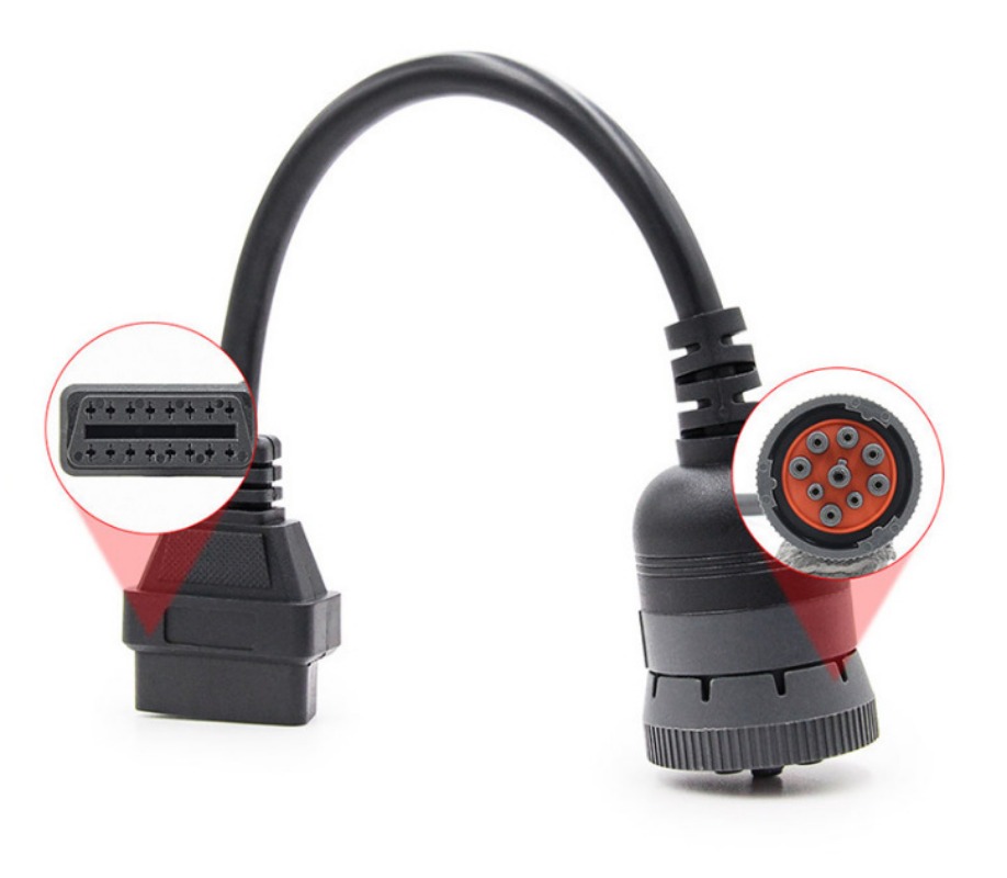 J1939 9Pin Diesel female To OBD2 16Pin Female Cable for cummins deutsch 9-pin Car Diagnostic Tool Adapter Converter