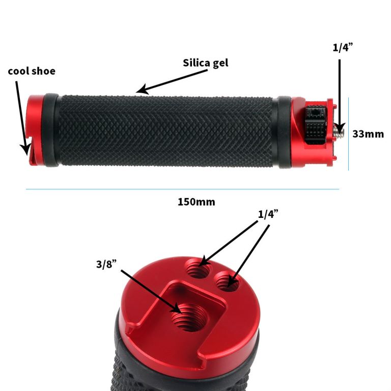 BGNING-empuñadura con soporte de zapata fría 1/4 3/8 para ZHIYUN WEEBILL S WEEBILL LAB Gimbal, agarre de mano para micrófono de Monitor: Metal Handgrip