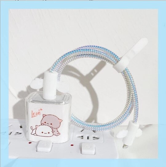 Zestaw ochraniaczy kabli dla iPhone 12 szybkie ładowanie 18/20 W wtyczka Protector kabel danych USB ochrona linii Sprial kabel ochronny: 03