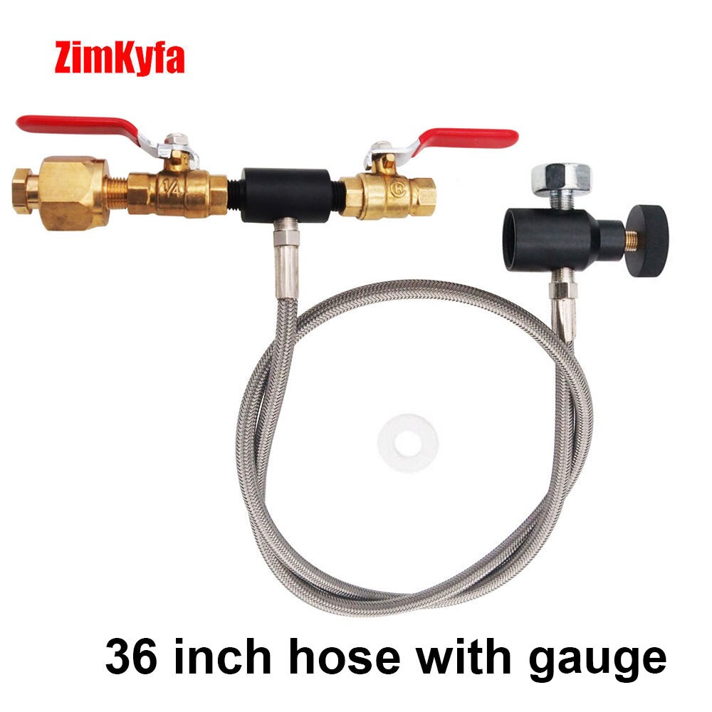 CO2 Refill Charging Adapter to Big CGA320 Carbon Dioxide Tank for Filling Soda Water Maker Sodastream Cylinder Canister: 36 inch with gauge