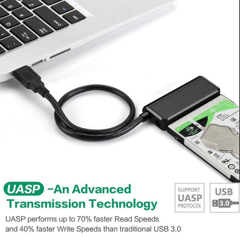 Câble USB SATA III adaptateur Sata vers USB 3.0 5 Gbps prise en charge 2.5/3.5In SSD externe HDD adapter disque dur 3.5 Sata 3 vers USB adapter PC