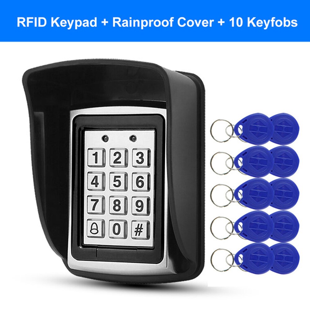 Tastiera di controllo accessi in metallo RFID copertura impermeabile antipioggia apriporta esterno sistema di blocco elettronico con portachiavi disponibili: kit 5