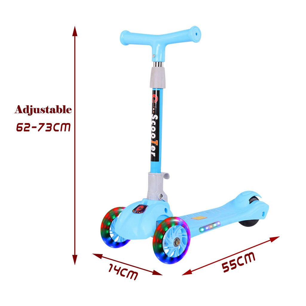 Justerbar sportscooter foldbar kick scooter justerbar t-bar styr til børn med led lys kateboard til børn udendørs legetøj