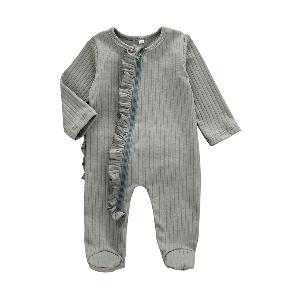 Arloneet roupas do bebê meninos meninas casaco de inverno babados de malha sólida macacão algodão outerwear recém-nascido casaco do bebê outwear: Gray / 0-3 Months