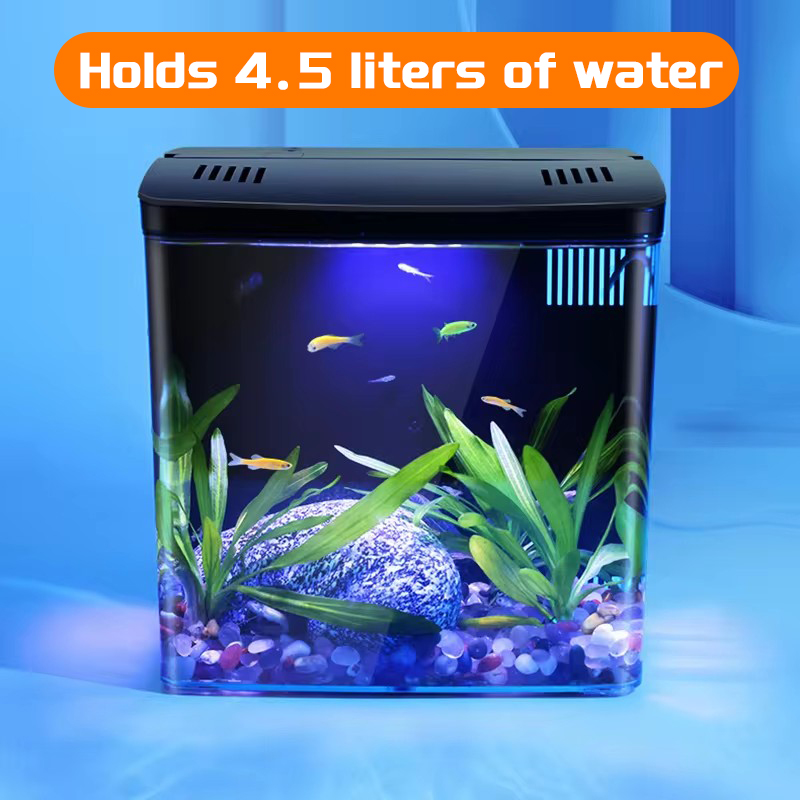 Aquarium Klein Mini Aquarium Thuis Vis Aquarium Zelfcirculerend Terugfilter Met Verlichting En Golfpompen Aquarium Kits