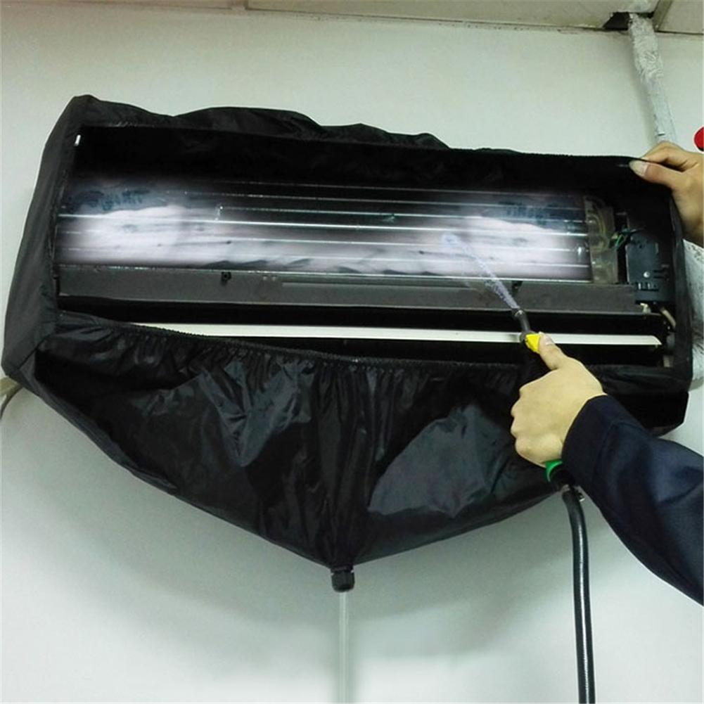 Zwart Airconditioner Schoonmaken Dust Wassen Cover Opknoping Waterdichte Protector Bag Huishoudelijke Reiniging Stofkap Voor 1.5P 3P