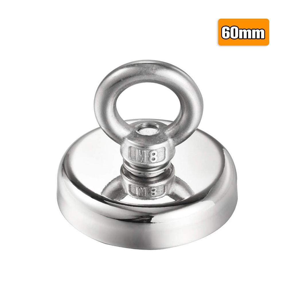 Vahva voimakas neodyymi pelastaa magneettirengaskoukku supervoimakkaat vahvat magneetit kalastusvälineteline veto kiinnitysastia: 60mm