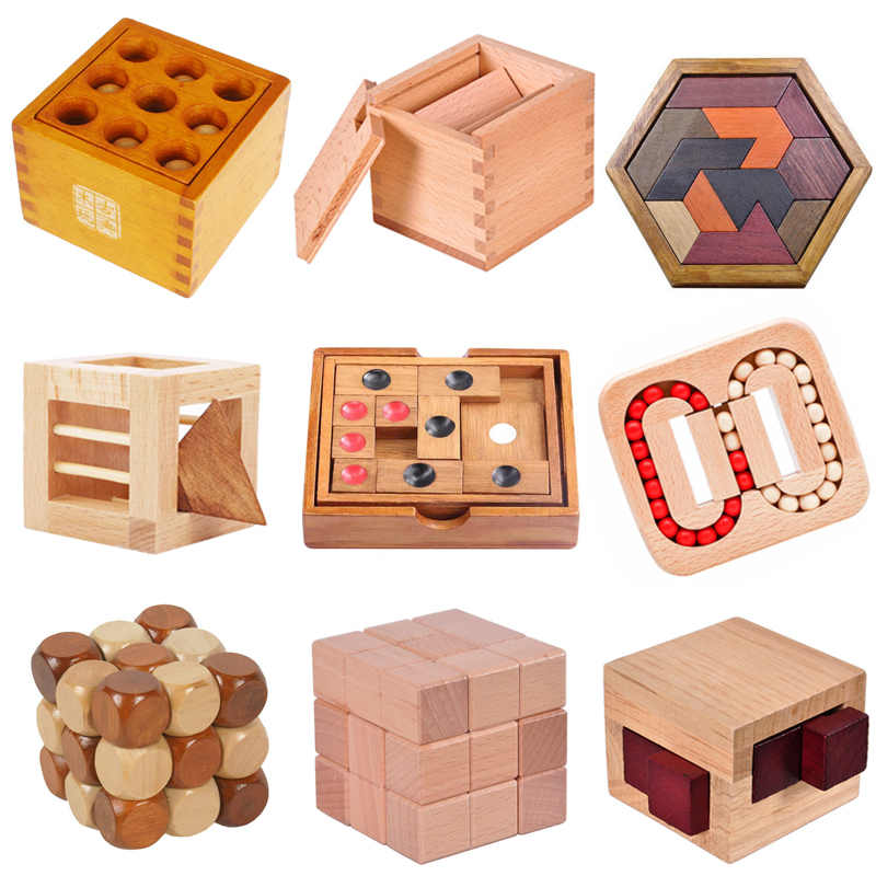 Klassische iq 3d Holz puzzle Erwachsene und Kinder Casse Tete verwirrende Rätsel Kopfschmerzen Gehirnent wicklung Spielzeug Rompe cabezas de Madera