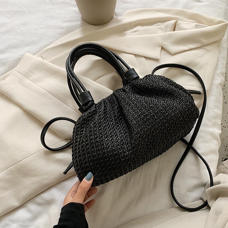 Bolsas de tecido de verão para mulheres, bolsa pequena atravessada de ombro, de mão, de praia, 2020: Black