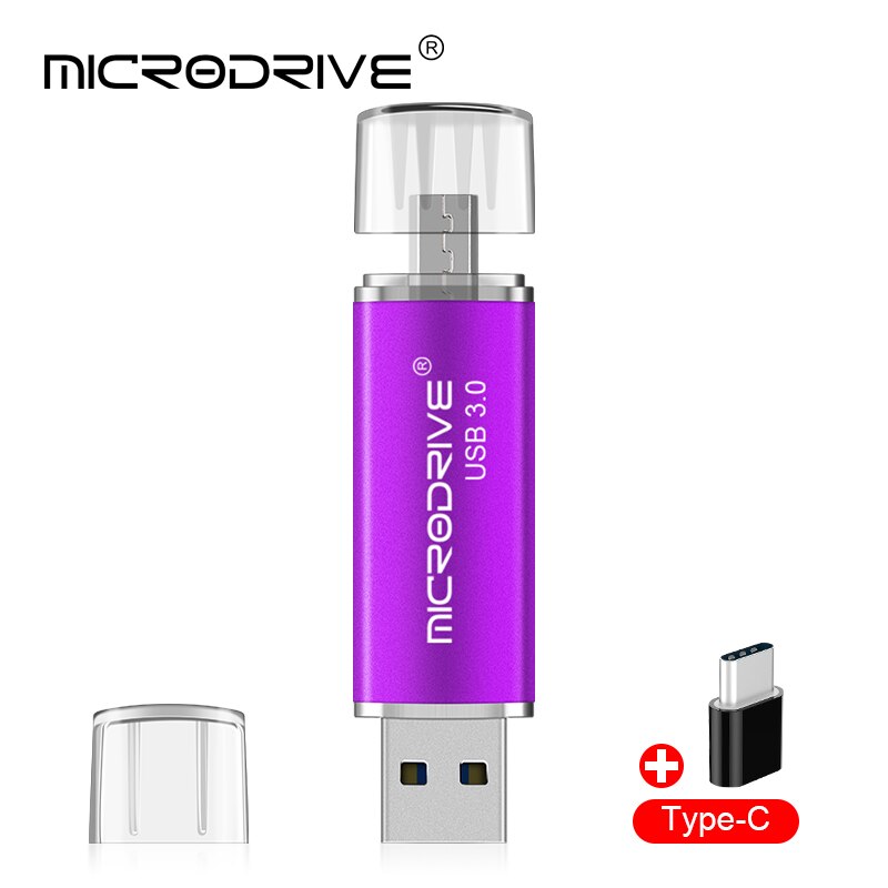 3 In 1 Usb 3.0 OTG USB flash drive for SmartPhone/Tablet/PC 16GB 32GB 64GB 128GB Pendrive High speed pen drive for type-c phone: 16GB / Purple 