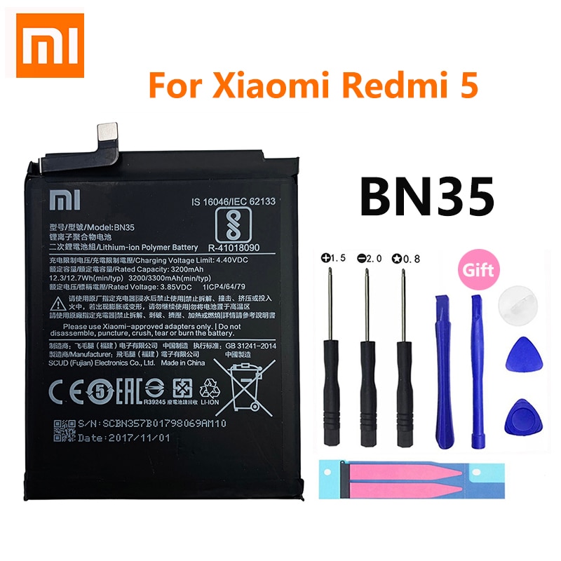 100% oryginalny Xiao mi BN35 3300mAh baterii dla Xiaomi Redmi 5 Redmi5 czerwony mi5 wysokiej jakości telefon wymiana baterii