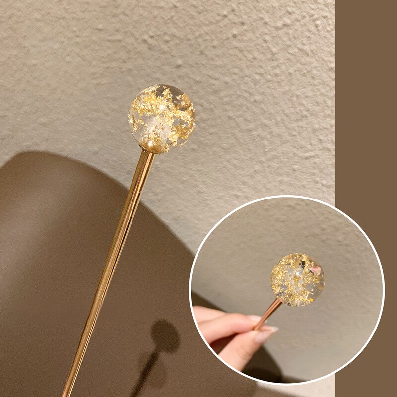 Horquilla de pelo de estilo japonés para mujer, horquillas de Metal hechas a mano de aluminio dorado con cielo estrellado, accesorios para el cabello,: 1