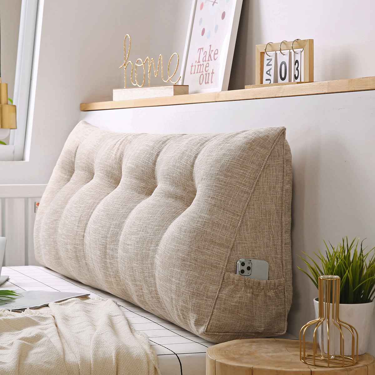 80 x 50 x 20cm trekantet kile korsryggstøtte pute støtte ryggstøtte styrke mykt hodegjerde