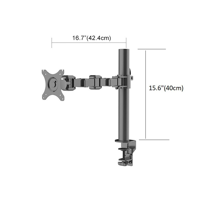 Desktop Single Monitor Arm Fully Adjustable Computer Stand Mount Fit for 10"-30" Max Support 10KG Weight: Short Pole 40cm