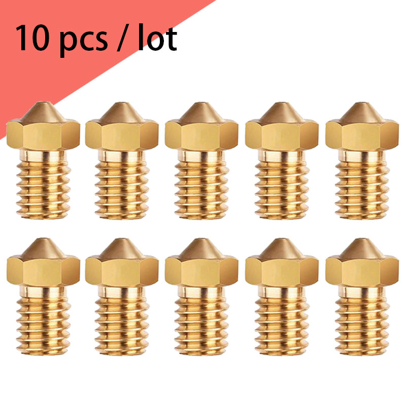 10pcs 3D Printer Accessories V5 V6 M6 threaded Nozzle 0.2 0.25 0.3 0.4 0.5 0.6 0.8 1.0mm for 1.75mm filamnet Full Metal E3D