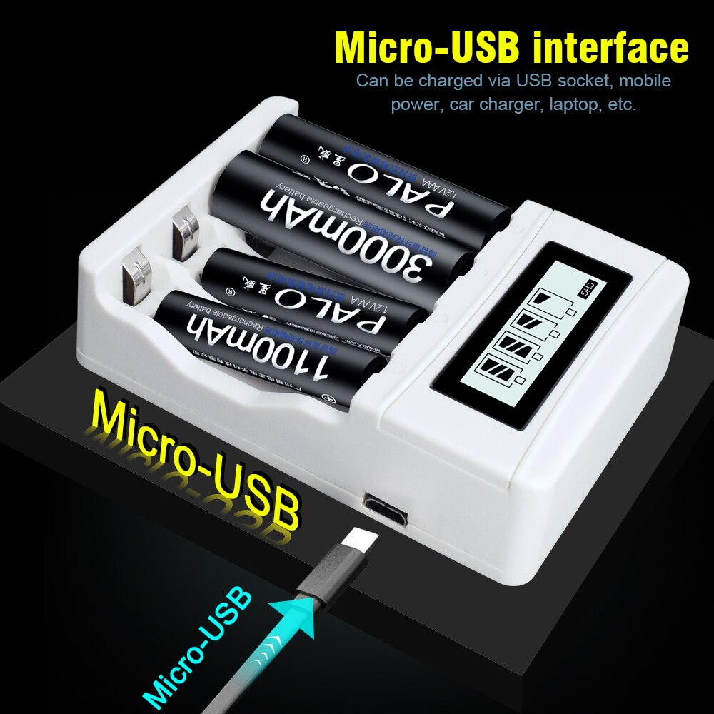 PALO AA Rechargeable battery aa 1.2v Ni-MH AA Batteries Rechargeable Battery 2A batteria for Led flashlight battery