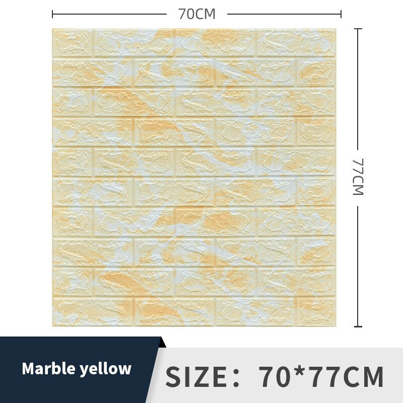 5PCS Self adhesive Waterproof TV Background Brick PVC Wallpapers 3D Wall Sticker Living Room Wallpaper Mural Bedroom Decorative: marble yellow