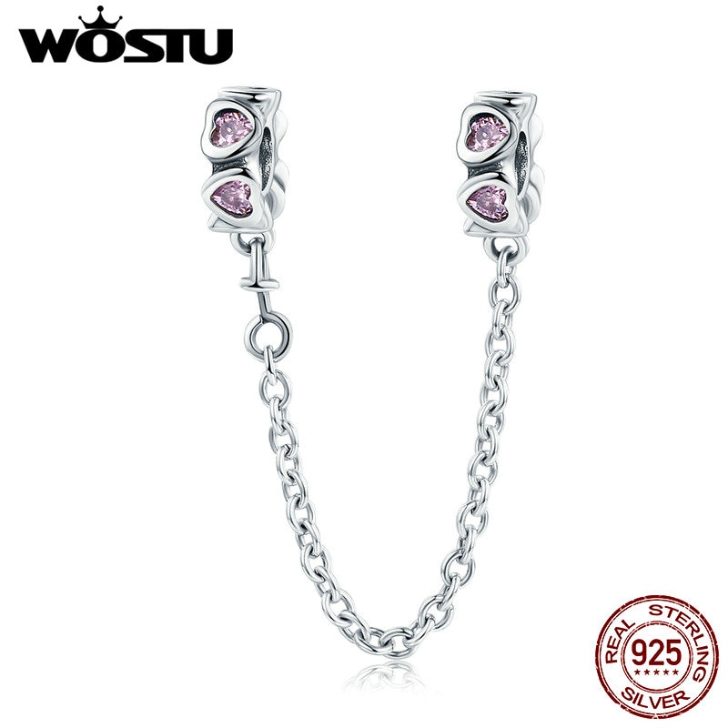 WOSTU Echtem 925 Sterling Silber Elegante Herz Ebene Perlen passen Original Charme Armbinde Für Frauen Schmuck SCC562