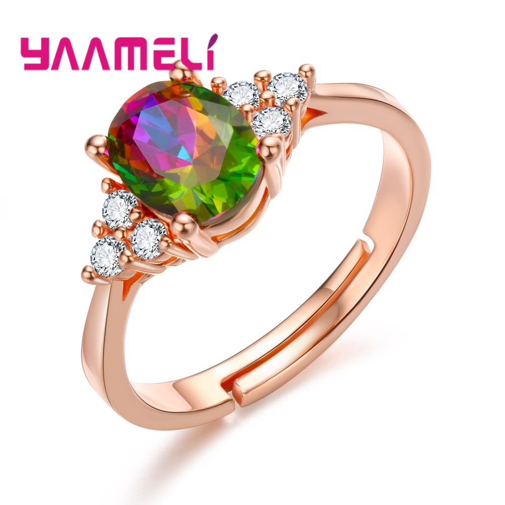 8 disegni in argento Sterling 925 apertura regolare anello per fedi nuziali per uomo donna chiaro/arcobaleno mistico zircone cubico accessori per feste: WHITE