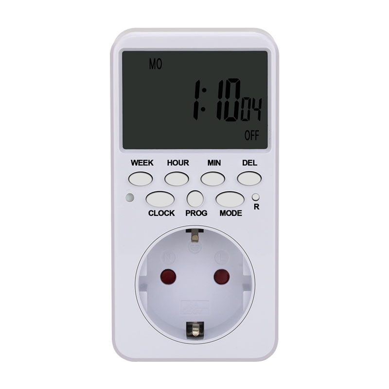 Eu us plug elektronische digitale tijdschakelaar tijdrelais 230v keukentimer 12/24 uur programmeerbare timer stopcontact schakelaar controller