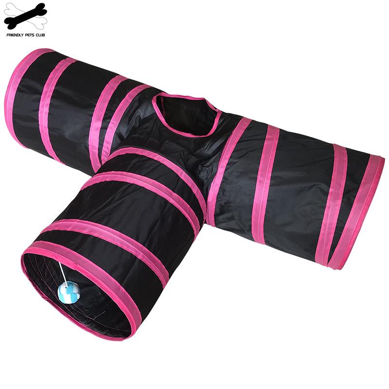 Casa de túnel para gatos de 4 vías con 3 agujeros, canal plegable para mascotas, juguete para gatos, entrenamiento para perros, suministros para jugar al aire libre
