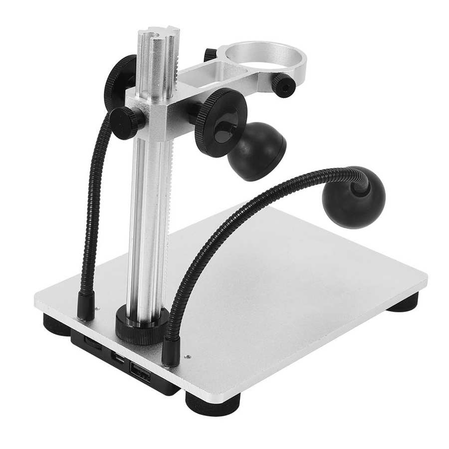 Aluminum Alloy Digital Microscope Adjustable Bracket Stand W/ Dual Light Source