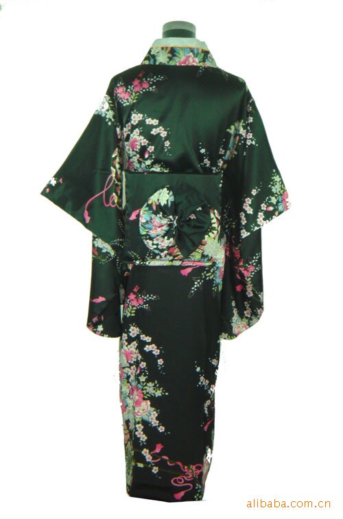 Kinesisk traditonal drakt kjole dame silke satin kimono kappe vanlig størrelse