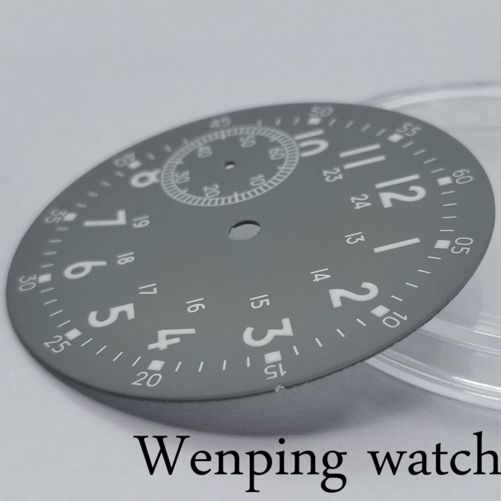 Corgeut 38.9Mm Steriele Grijs Wijzerplaat Luminous Marks Fit Eta 6497 Zeemeeuw St36 Beweging