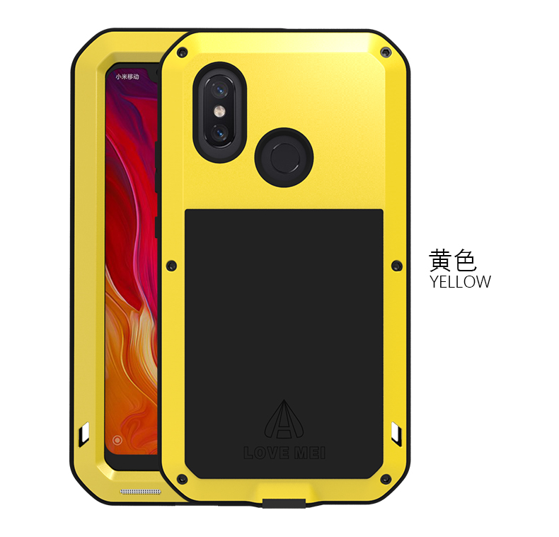 LOVE MEI Aluminum Metal Case For Xiaomi Mi 8 Cover Powerful Armor Shockproof Life Waterproof Case For Xiaomi 8 Mi8 M8 Capa Funda: Yellow / NO Retail packaging