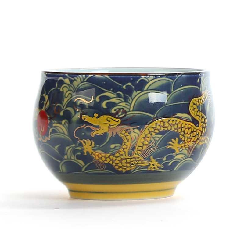 Royal Dragon Double Wall Tea Cup 100ml Chinese Traditional Ceramic Procelain Teacup TiKuanYin Puer Tea Bowl