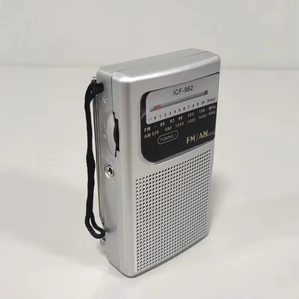 ICF-962 AM FM Portable Pocket Radios 3.5mm AUX Mini Walkman 2 x AA Battery Outdoor Stereo Radio for Walking Hiking Camping