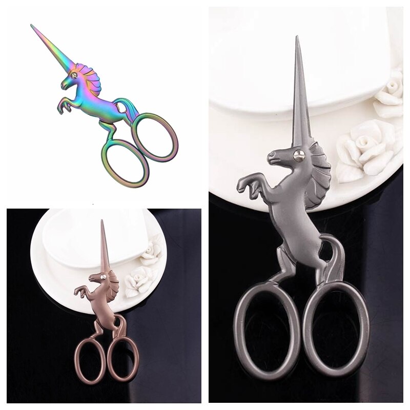 Artesanías Retro unicornio tijeras de coser europeas para el arte del bordado Cruz artesanía Sastre tijeras de bordado DIY