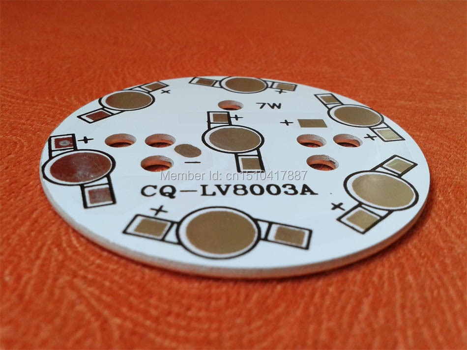 30 pcs / lot 7W LED PCB, 49mm for 7pcs LEDs, aluminum plate base, Aluminum PCB Printed Circuit Boards, high power 7W LED DIY PCB