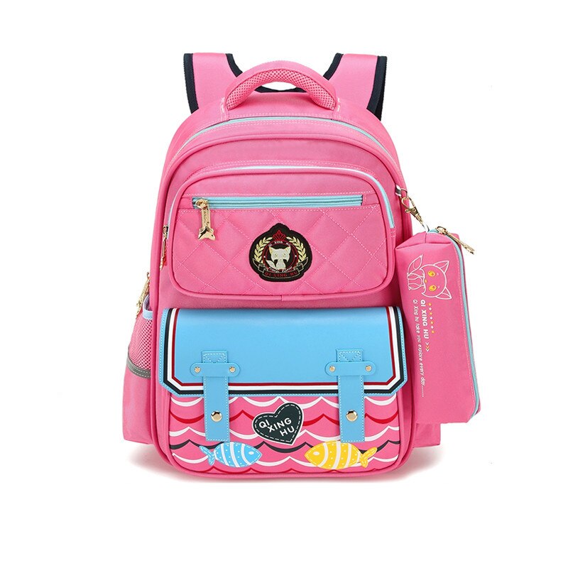 OKKID freundlicher schule Rucksack freundlicher schule taschen für mädchen nette wasserdicht rosa Rucksack für freundlicher reflektierende streifen schul: pinkblue