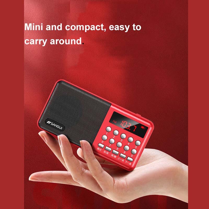 Mini FM Radio Portable Receiver Bluetooth 5.0 Speaker Music Player with LED Display Support U Disk TF Card Recording Headphone