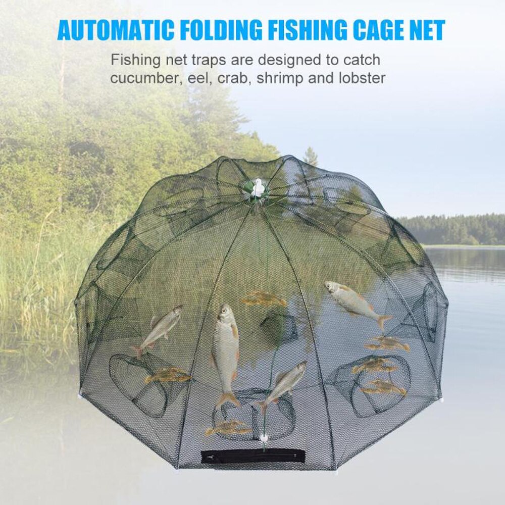 1PCS Fish Shrimp Minnow Crab Baits Cast Mesh Trap Portable 4 -20Hole Automatic Fishing Shrimp Trap Fishing Net
