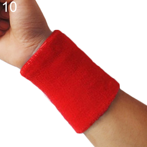 1PC Sports Wrist Band Sweatband Tennis Squash Badminton Wrist Support Brace Wraps Guards Gym Basketball Wristband: Red