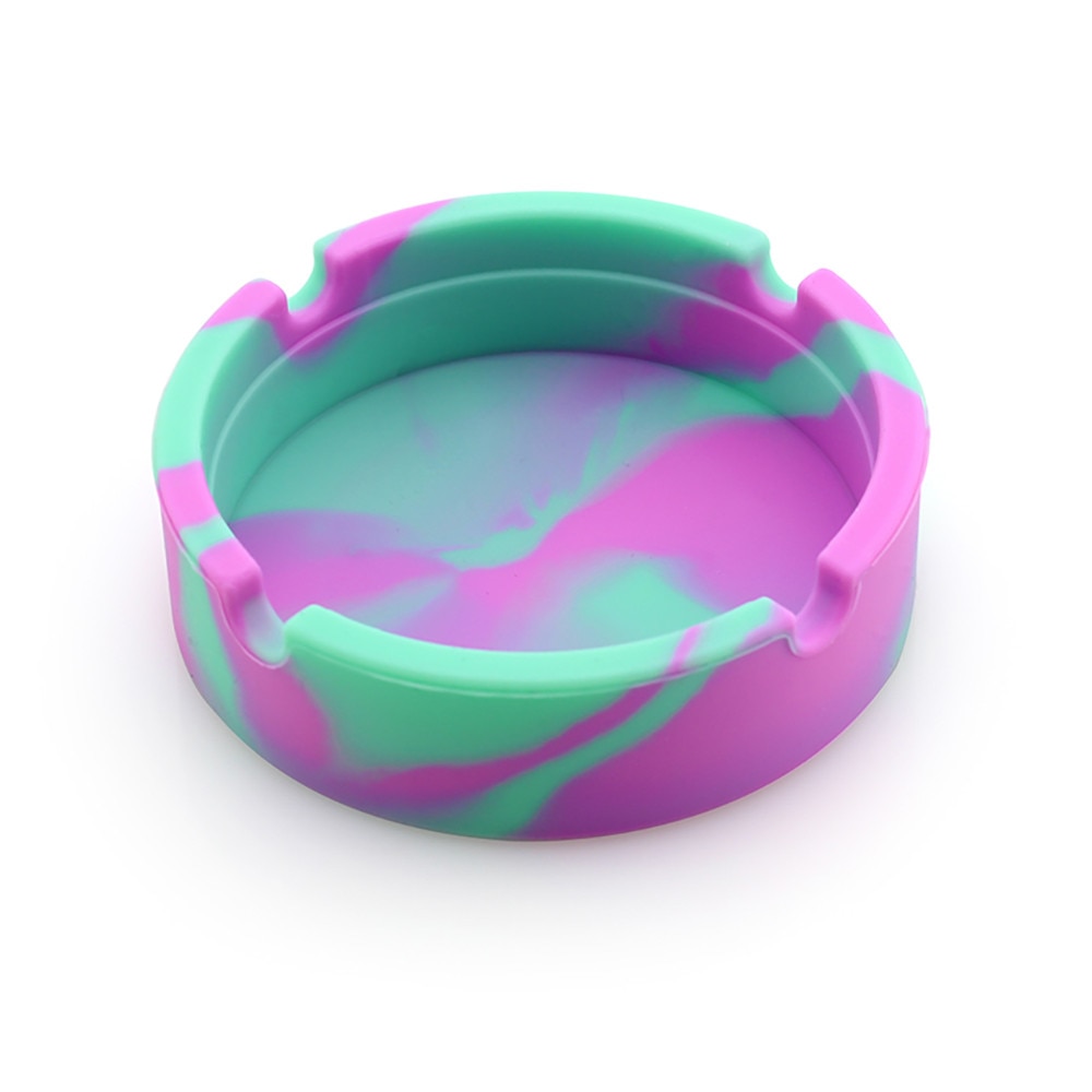 30# 1pc Portable Silicone Rubber High Temperature Heat Resistant Round Ashtray: Multicolor 